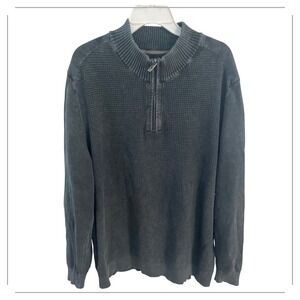 Tommy Bahama Mens Waffle Knit Quarter Zip Sweater Dark‎ Gray XXXL